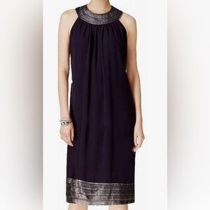 SLNY Dress Womens  Black Sleeveless Back Button Zip Lined Shift NEW Size…